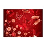 Four Red Butterflies With Flower Illustration Butterfly Flowers Crystal Sticker (A4)