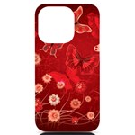 Four Red Butterflies With Flower Illustration Butterfly Flowers iPhone 14 Pro Black UV Print Case