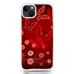 Four Red Butterflies With Flower Illustration Butterfly Flowers iPhone 14 Plus TPU UV Print Case