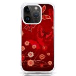 Four Red Butterflies With Flower Illustration Butterfly Flowers iPhone 14 Pro TPU UV Print Case