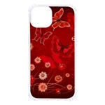 Four Red Butterflies With Flower Illustration Butterfly Flowers iPhone 13 TPU UV Print Case