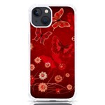 Four Red Butterflies With Flower Illustration Butterfly Flowers iPhone 13 TPU UV Print Case