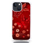 Four Red Butterflies With Flower Illustration Butterfly Flowers iPhone 13 mini TPU UV Print Case