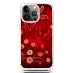 Four Red Butterflies With Flower Illustration Butterfly Flowers iPhone 13 Pro TPU UV Print Case