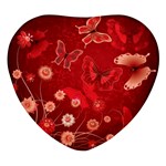 Four Red Butterflies With Flower Illustration Butterfly Flowers Heart Glass Fridge Magnet (4 pack)