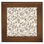 White And Brown Floral Wallpaper Flowers Background Pattern Framed Tile