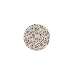 White And Brown Floral Wallpaper Flowers Background Pattern 1  Mini Buttons