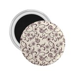 White And Brown Floral Wallpaper Flowers Background Pattern 2.25  Magnets