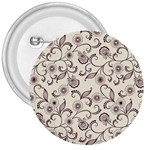 White And Brown Floral Wallpaper Flowers Background Pattern 3  Buttons