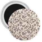 White And Brown Floral Wallpaper Flowers Background Pattern 3  Magnets