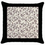 White And Brown Floral Wallpaper Flowers Background Pattern Throw Pillow Case (Black)