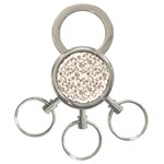 White And Brown Floral Wallpaper Flowers Background Pattern 3-Ring Key Chain