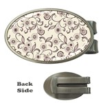 White And Brown Floral Wallpaper Flowers Background Pattern Money Clips (Oval) 