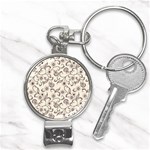 White And Brown Floral Wallpaper Flowers Background Pattern Nail Clippers Key Chain