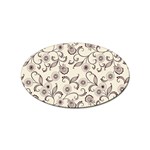 White And Brown Floral Wallpaper Flowers Background Pattern Sticker (Oval)