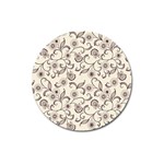 White And Brown Floral Wallpaper Flowers Background Pattern Magnet 3  (Round)