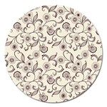 White And Brown Floral Wallpaper Flowers Background Pattern Magnet 5  (Round)