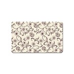 White And Brown Floral Wallpaper Flowers Background Pattern Magnet (Name Card)