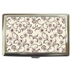 White And Brown Floral Wallpaper Flowers Background Pattern Cigarette Money Case