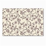 White And Brown Floral Wallpaper Flowers Background Pattern Postcard 4 x 6  (Pkg of 10)