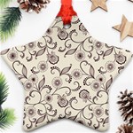 White And Brown Floral Wallpaper Flowers Background Pattern Star Ornament (Two Sides)