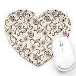 White And Brown Floral Wallpaper Flowers Background Pattern Heart Mousepad