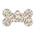 White And Brown Floral Wallpaper Flowers Background Pattern Dog Tag Bone (One Side)