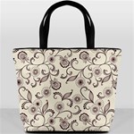 White And Brown Floral Wallpaper Flowers Background Pattern Bucket Bag