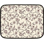 White And Brown Floral Wallpaper Flowers Background Pattern Two Sides Fleece Blanket (Mini)