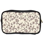 White And Brown Floral Wallpaper Flowers Background Pattern Toiletries Bag (One Side)