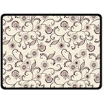 White And Brown Floral Wallpaper Flowers Background Pattern Fleece Blanket (Large)