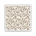 White And Brown Floral Wallpaper Flowers Background Pattern Memory Card Reader (Square)