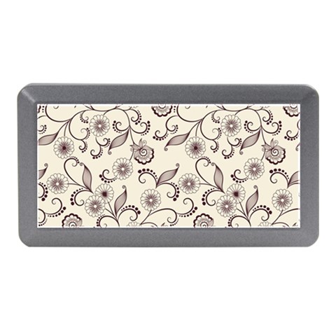 White And Brown Floral Wallpaper Flowers Background Pattern Memory Card Reader (Mini) from ArtsNow.com Front