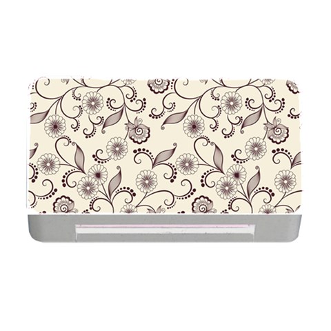 White And Brown Floral Wallpaper Flowers Background Pattern Memory Card Reader with CF from ArtsNow.com Front