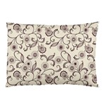 White And Brown Floral Wallpaper Flowers Background Pattern Pillow Case (Two Sides)