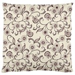 White And Brown Floral Wallpaper Flowers Background Pattern Large Cushion Case (One Side)