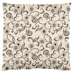 White And Brown Floral Wallpaper Flowers Background Pattern Large Cushion Case (Two Sides)