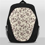 White And Brown Floral Wallpaper Flowers Background Pattern Backpack Bag