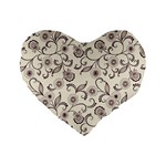 White And Brown Floral Wallpaper Flowers Background Pattern Standard 16  Premium Heart Shape Cushions