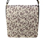 White And Brown Floral Wallpaper Flowers Background Pattern Flap Closure Messenger Bag (L)