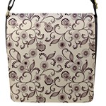 White And Brown Floral Wallpaper Flowers Background Pattern Flap Closure Messenger Bag (S)