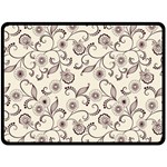 White And Brown Floral Wallpaper Flowers Background Pattern Two Sides Fleece Blanket (Large)