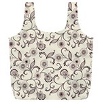 White And Brown Floral Wallpaper Flowers Background Pattern Full Print Recycle Bag (XL)