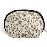 White And Brown Floral Wallpaper Flowers Background Pattern Accessory Pouch (Medium)