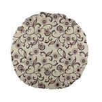 White And Brown Floral Wallpaper Flowers Background Pattern Standard 15  Premium Flano Round Cushions