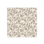White And Brown Floral Wallpaper Flowers Background Pattern Satin Bandana Scarf 22  x 22 
