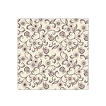 White And Brown Floral Wallpaper Flowers Background Pattern Satin Bandana Scarf 22  x 22 