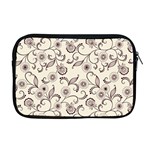 White And Brown Floral Wallpaper Flowers Background Pattern Apple MacBook Pro 17  Zipper Case