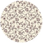 White And Brown Floral Wallpaper Flowers Background Pattern Wooden Bottle Opener (Round)