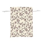 White And Brown Floral Wallpaper Flowers Background Pattern Lightweight Drawstring Pouch (M)